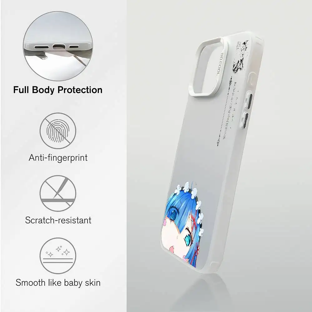 Japão anime re z-zeroes bonito caso de telefone para iphone 16 15 14 13 12 11 plus pro max multicolorido aurora laser à prova de choque funda capa