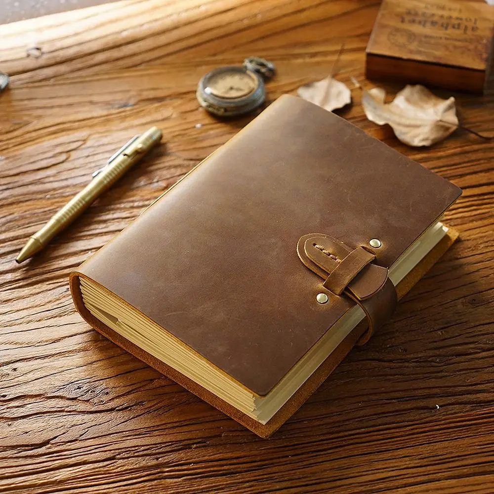 Vintage Leather Bound Journal Genuine Leather Cover Handmade Blank Paper Diary Blank Pages Unlined Sketch Notebook Writing