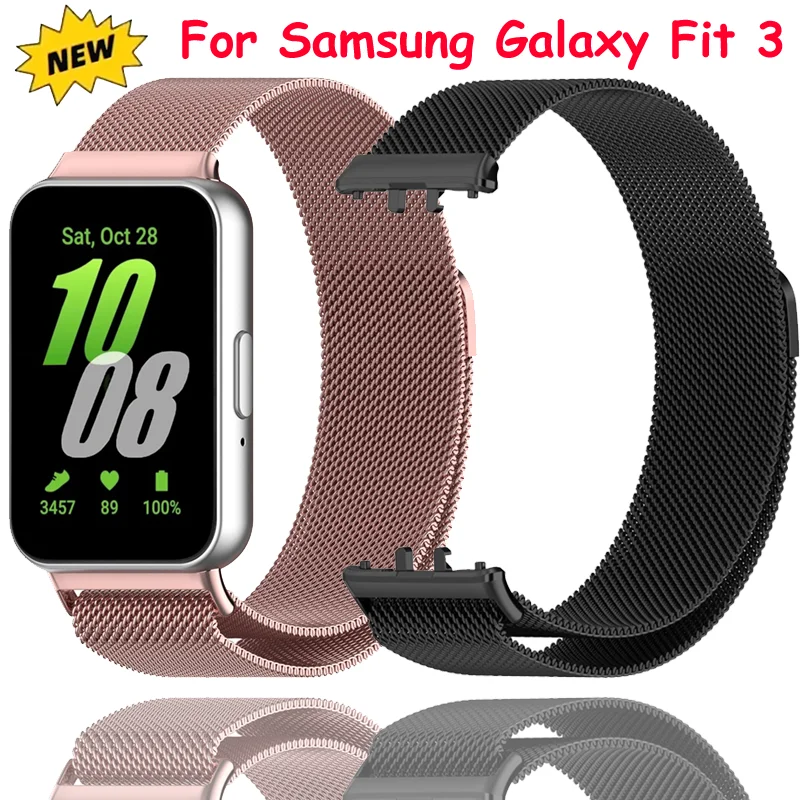 Milanaise-Magnetschlaufenarmband für Samsung Galaxy Fit 3, modisches, atmungsaktives Metallarmband, Samsung Galaxy Fit 3 Correa-Zubehör