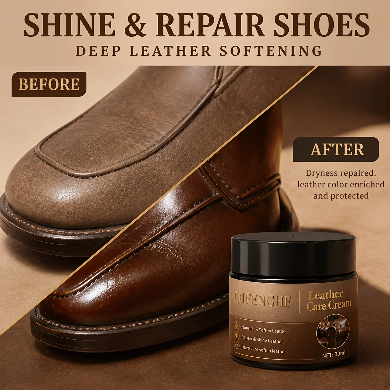Leather Care Cream, Nourish, Soften & Shine Leather Shoes, Furniture & Accessories