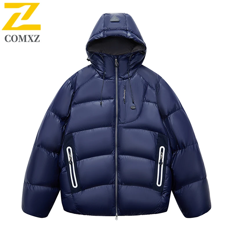 

Brand Men Down Jackets Lightweight Outdoor Exploration Windproof Filled Jacket Fashion Hooded Travel Water Resistant Winter Coat