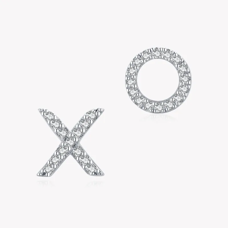

Fashion Jewelry S925 Zircons XO Letter Stud Female Silver 925 Diamond Letter Studs