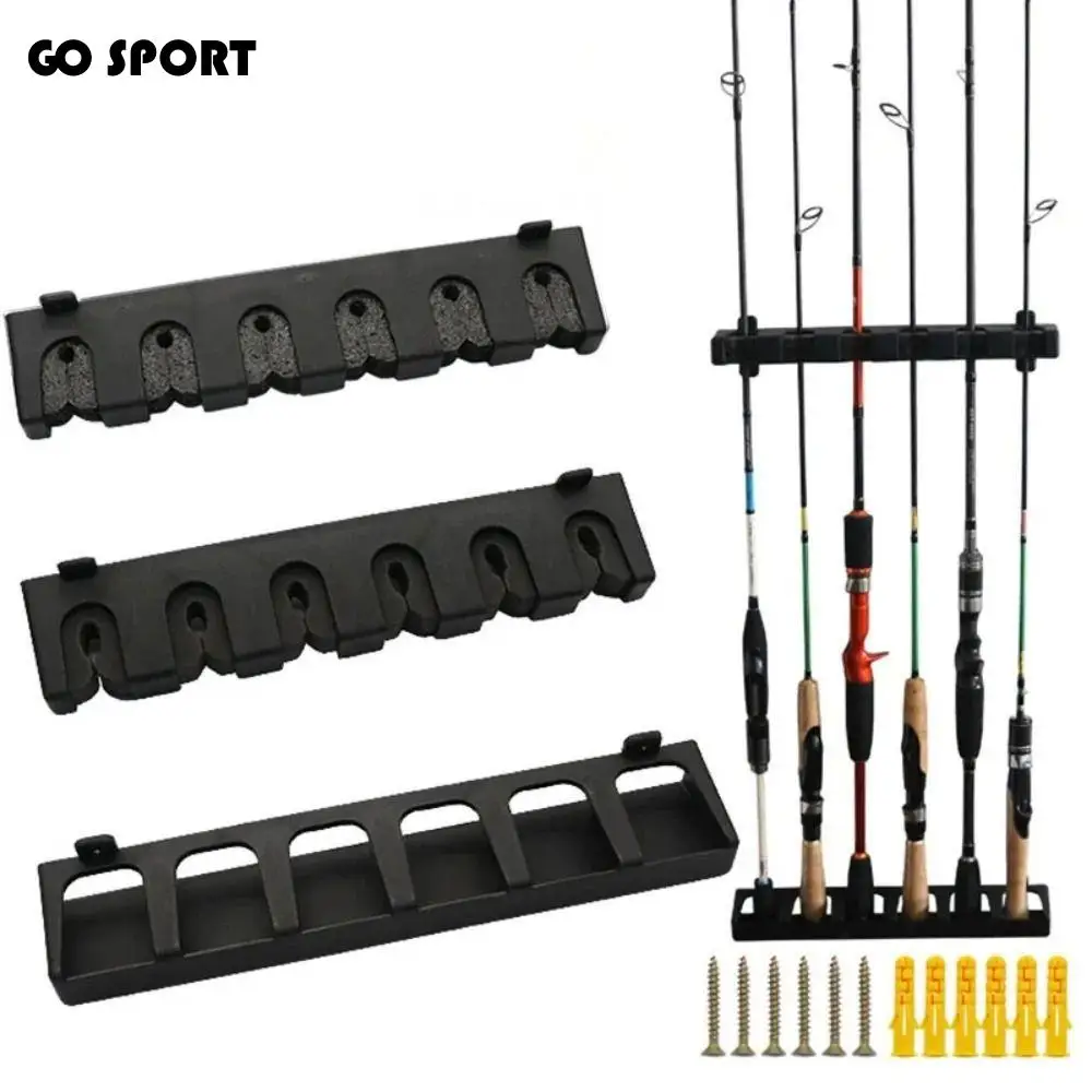 

6 Hole Fishing Rod Holders Vertical/Horizontal Universal Fishing Rod Display Stand Wall Mount Save Space