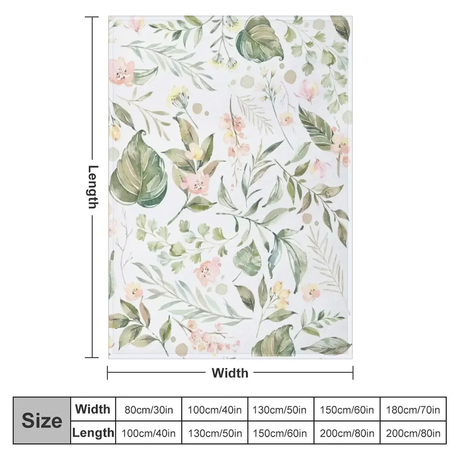 Floral watercolor pattern, pink and green botanical florals Throw Blanket couch cozy soft plush fuzzy picnic outdoor blanket