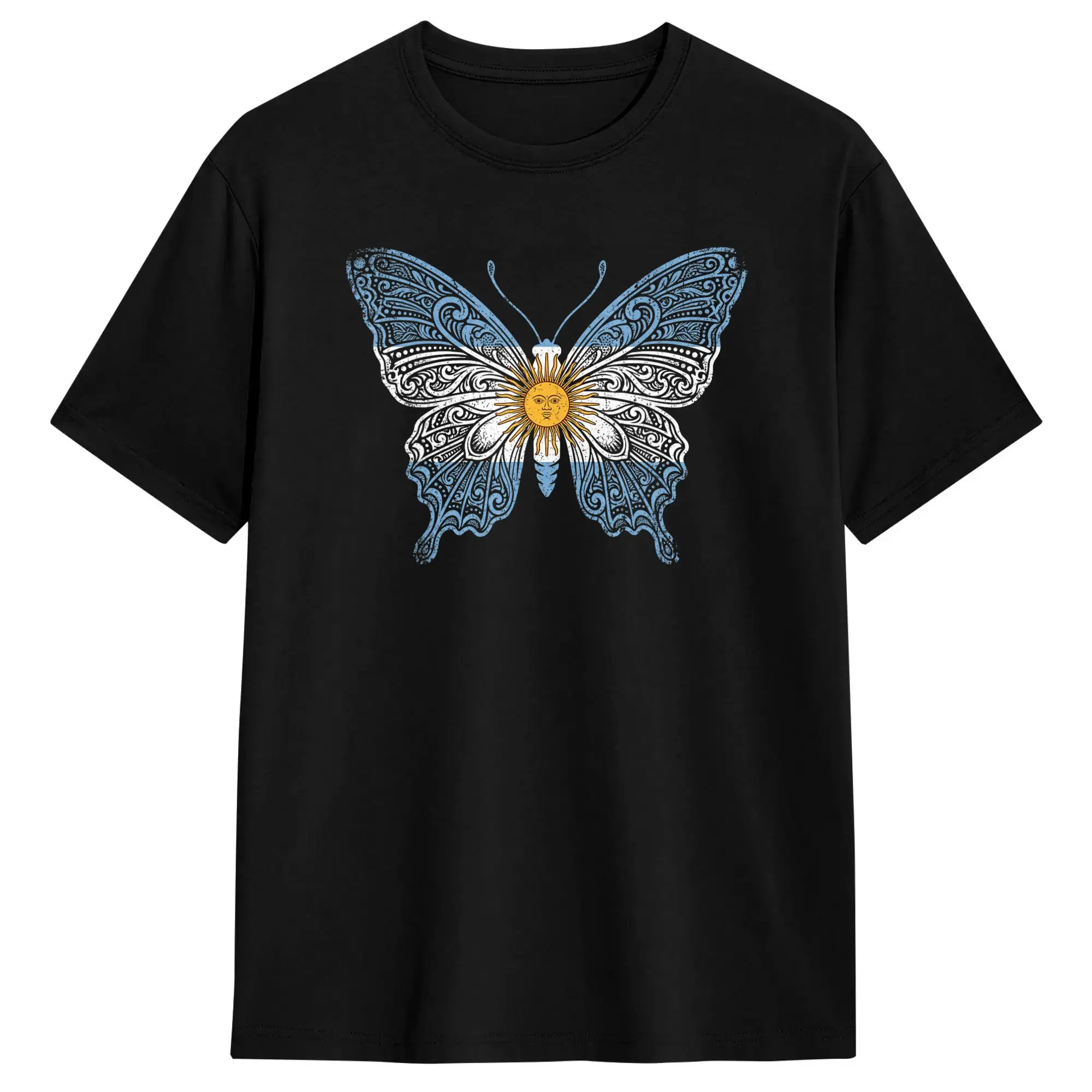 Argentina Butterfly Argentinian Flag Pride Men T Shirt  Amazing Tee Shirt Short Sleeve Round Neck T-Shirts 100% Cotton Gift Tops