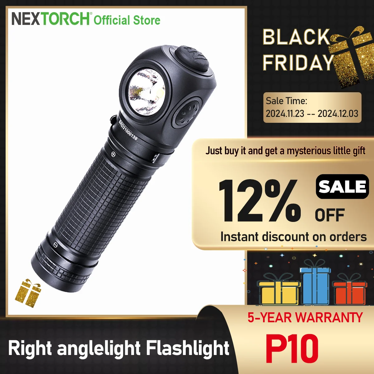 Nextorch P10 Mini tactical torch multi-function cornerlight red blue flash signal right anglelight industrial led flashlight edc