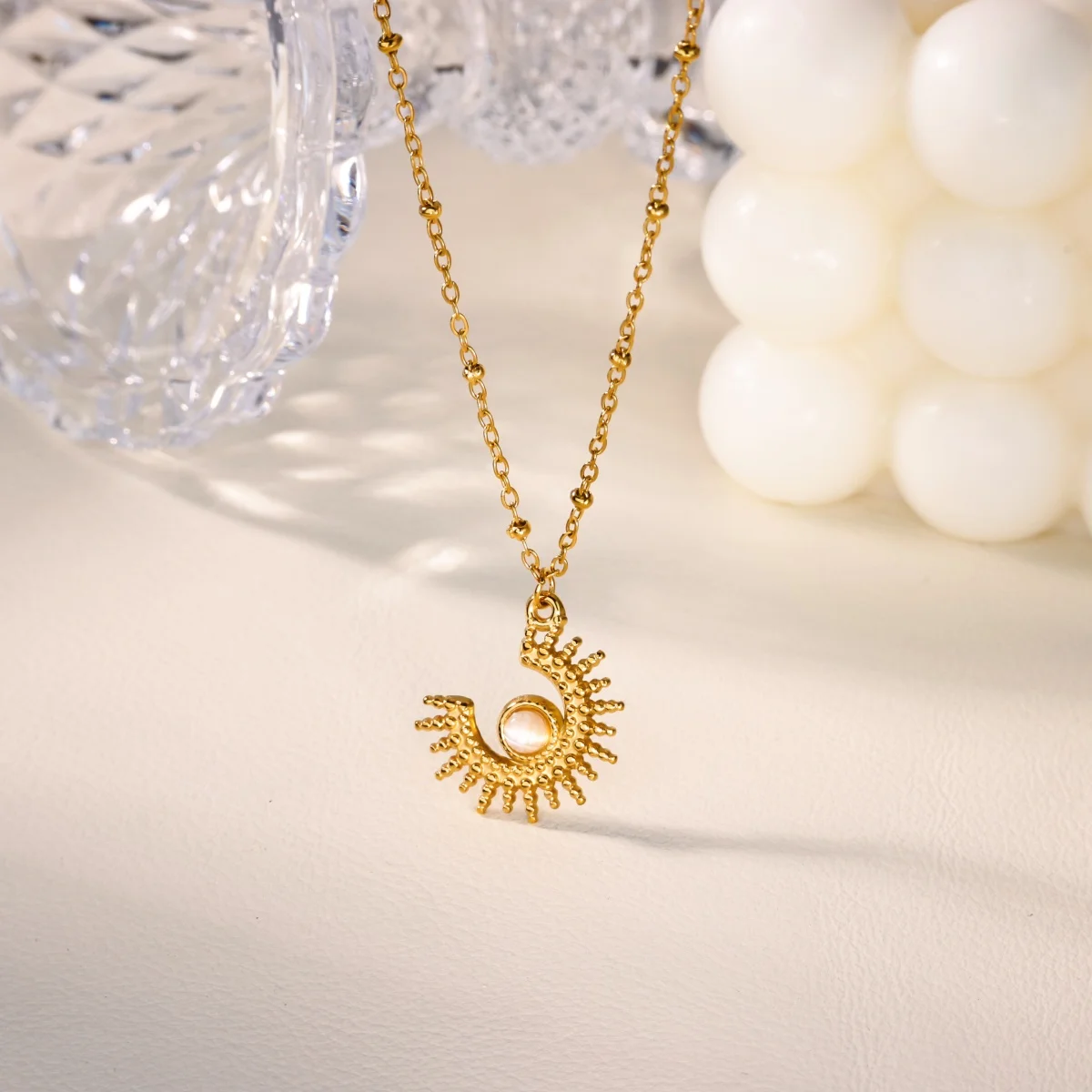 Rvs Geometrische Ketting Voor Vrouwen Mode Zon Zonnebloem Hanger Sleutelbeen Keten Esthetische Sieraden Accessoires Femme
