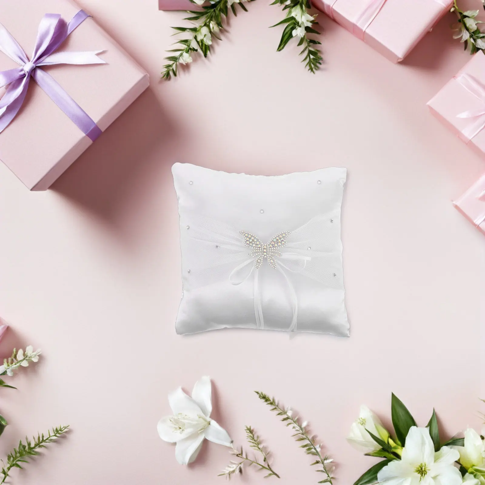Bantal Cincin Pernikahan Satin - Ring Bearer Pillow ulasan dan harga