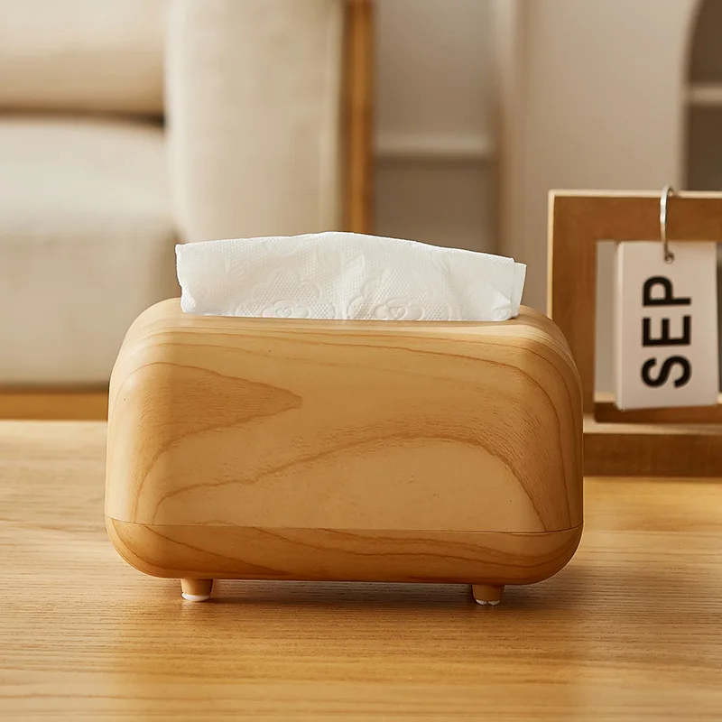 

Instagram-Inspired Wood Grain Tissue Box with Magnetic Closure - Spring-Loaded Non-Slip Holder for Tabletops (Bedroom Decor)