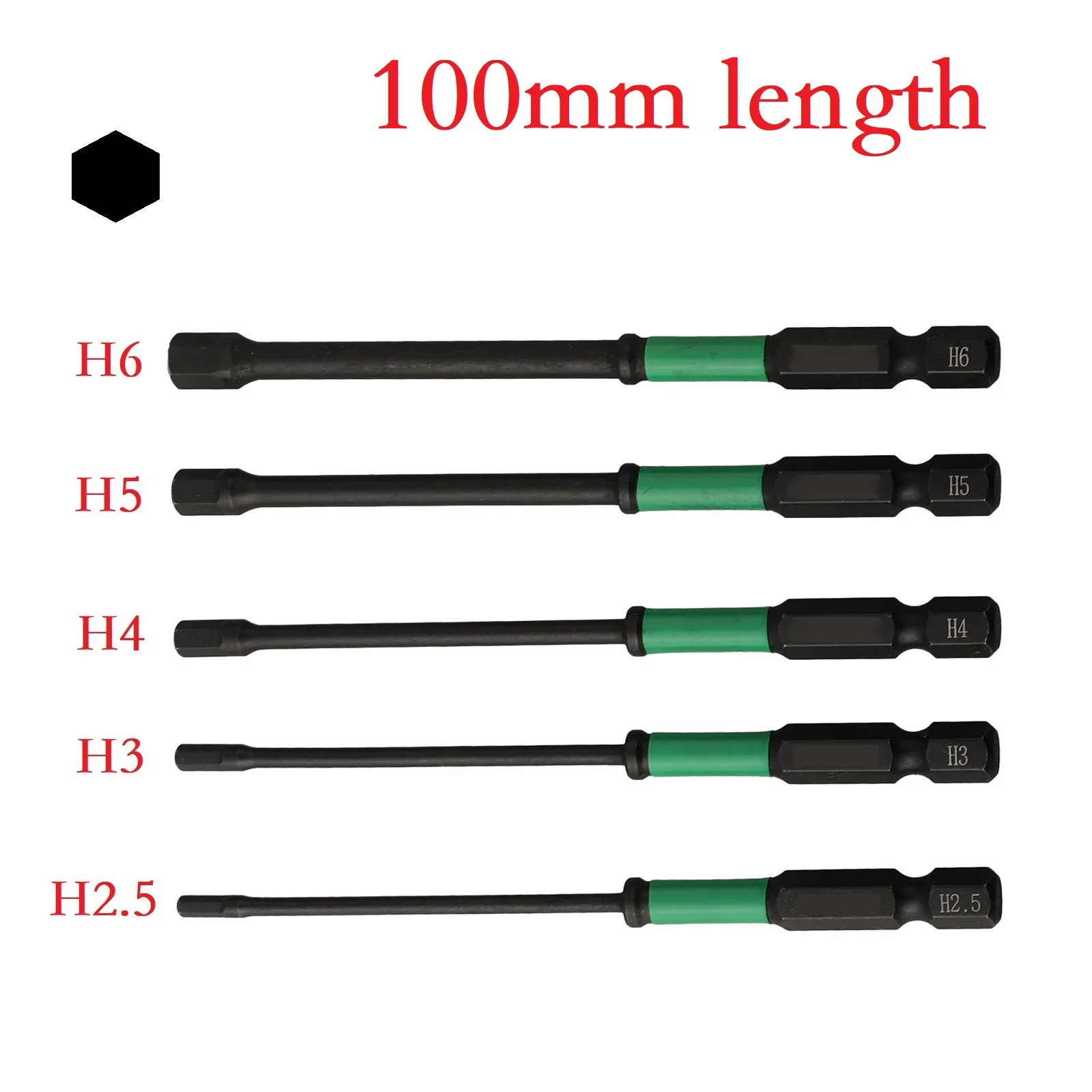 

1/4in Magnetic Batch Head Impact Strong Cross High Hardness Screwdriver Bits 100mm Anti Non-slip WaterProof Bits H 2.5 - H6