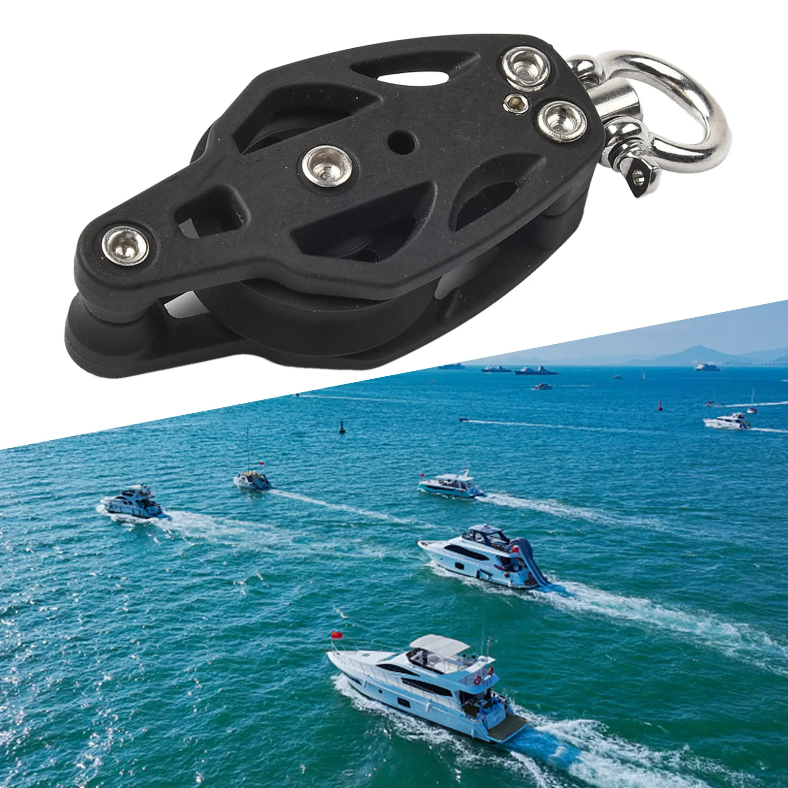 Heavy Pulley 35mm Swivel Sailing Block With Becket For Rigging Sailboat Marine Accessories Nylon Pulley T316 Construction
