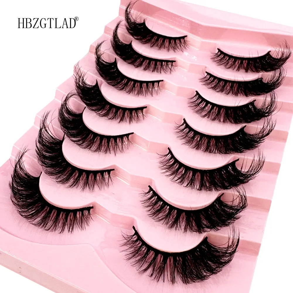 7pairs Thick Cat Eye Lashes Fluffy Eyelashes Fluffy Volume Soft Short Faux Mink Lashes Full Strip Fake Lashes Extension Makeup