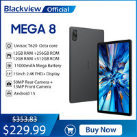 Blackview MEGA 8 Tablet 13-inch FHD+ Display Unisoc T620, 12GB+24GB RAM 512GB ROM 11000mAh Battery 50MP Android 15 4G Tablets PC