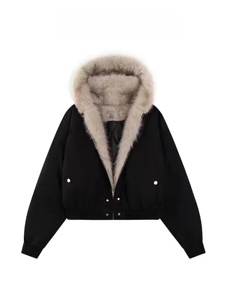 

Женское зимнее пальто Bla Lamb Fur Jaet Thiened Fce, верхняя одежда, обычная све, длинная молния, чистый цвет