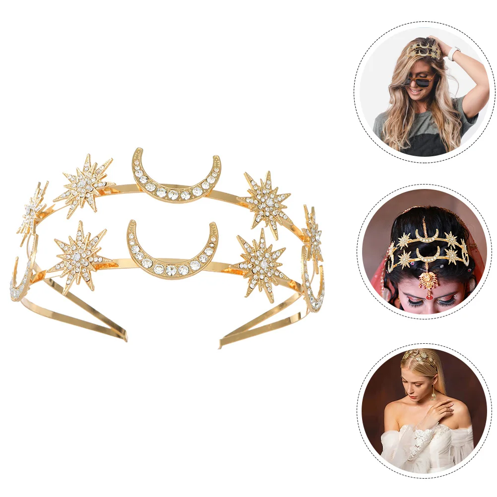 

Star and Moon Crown Goddess Wedding Crown Wedding Bridal Crown Double Layer Headpiece