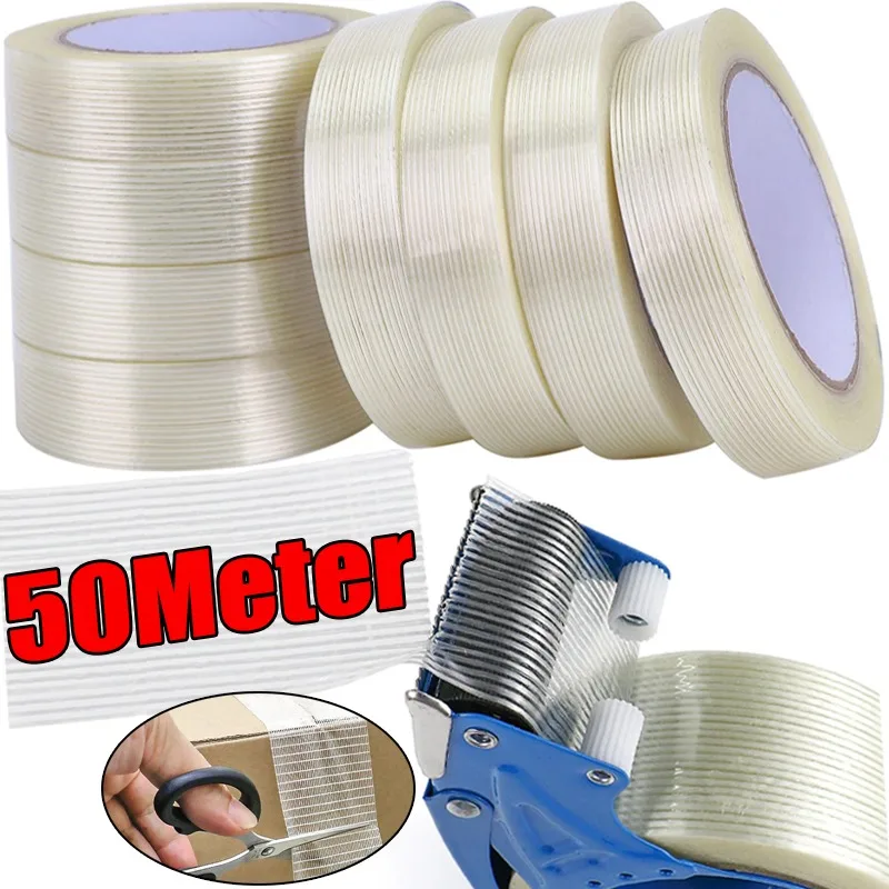 Waterproof Self Adhesive Fiberglass Tape Strong Reinforced Mesh Fiber Tape Single-Sided Strapping Packaging Strapping Tapes