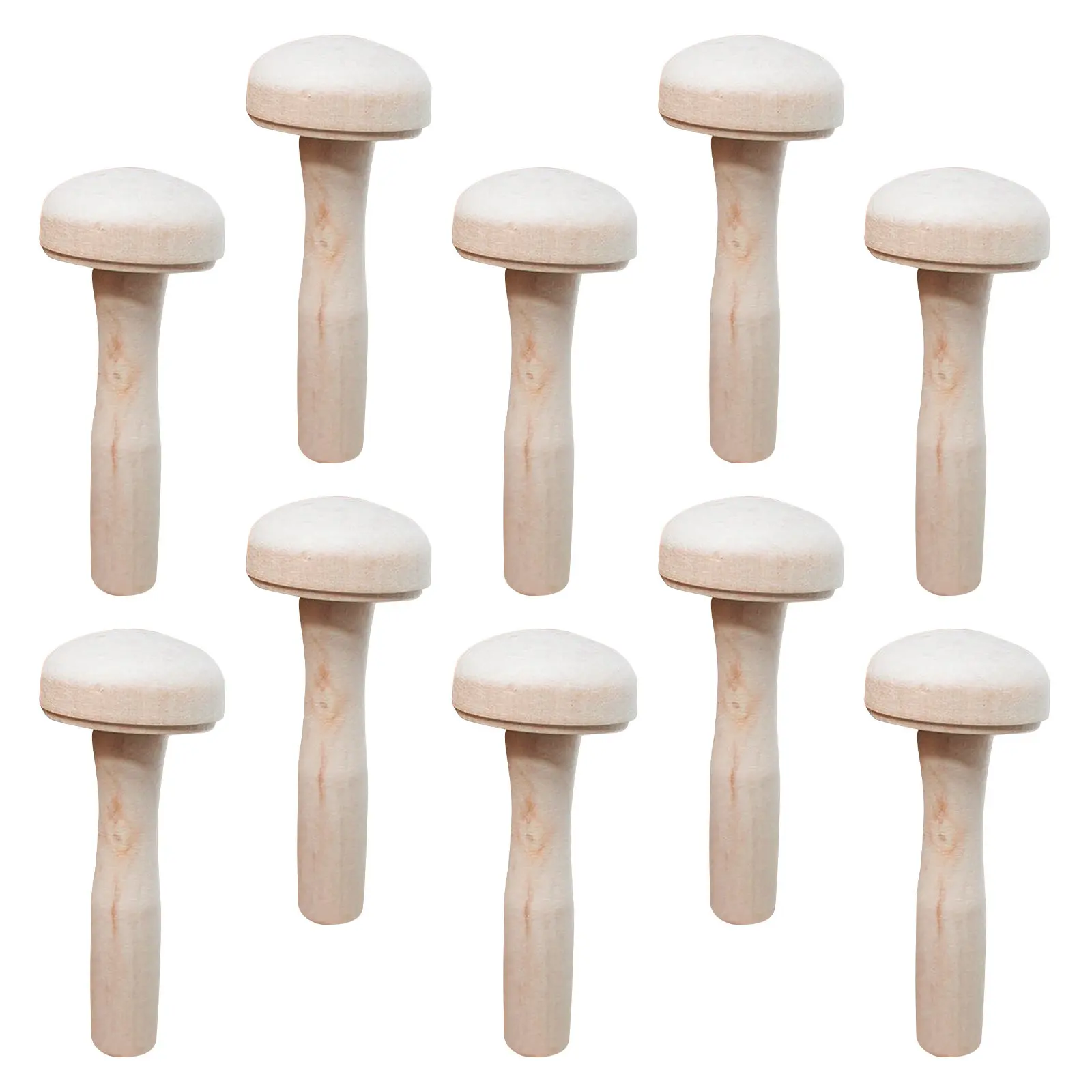 10Pcs Wood Mushroom Printmaking Tools Children Ink Rubbing Roller DIY Painting Supplies Creative Craft Educational Art