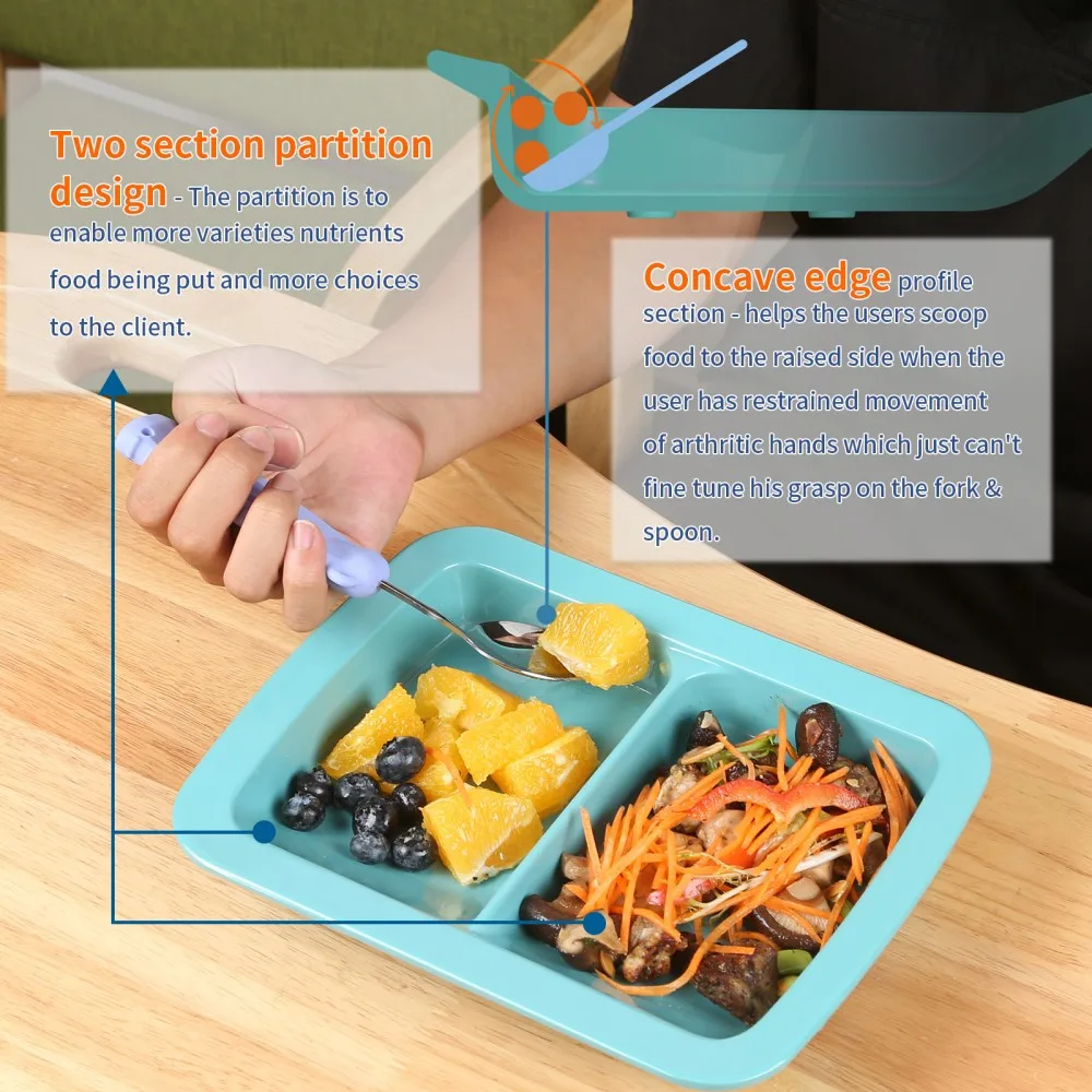 

Ehucon Adaptive Melamine Tableware for Elderly Tremors Parkinsons to Self Feeding, Non-slip Weighted Dinnerware Plate and Bowl