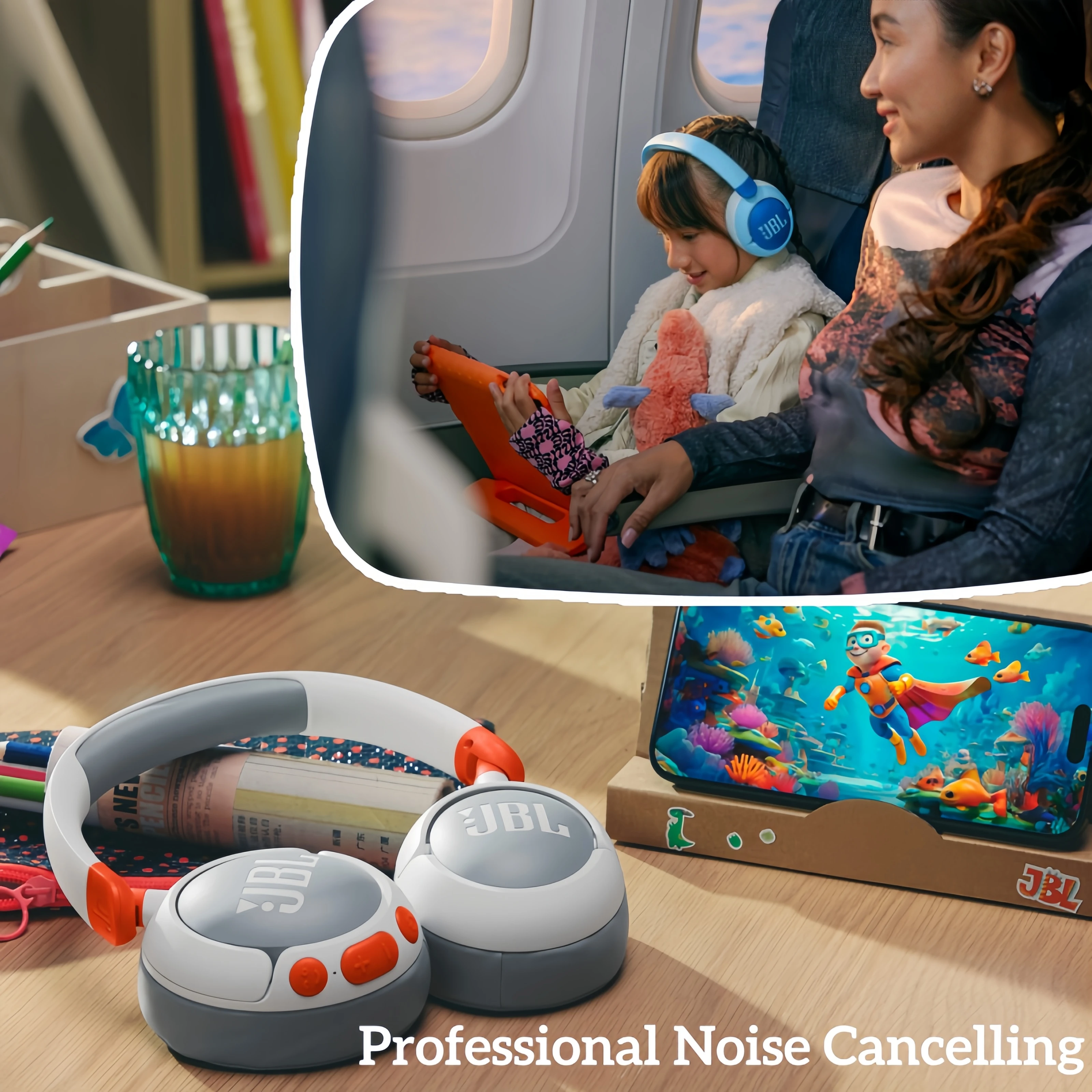 JBL Junior 470NC Children's Wireless In-Ear Noise-Canceling Headphones, with extended battery life, quick charging, and wireless view 5