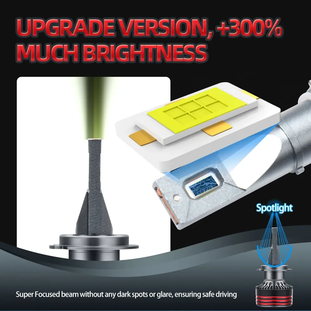 H1 H7 H11 LED Headlight 9005 9006 9007 H13 H4 LED Conversion Kit Hi/Lo Beam 30000LM 6000K Cool White Halogen Bulb Replacement