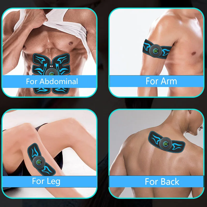 Abs Trainer EMS Abdominal Muscle Stimulator Electric Body Back Arm Waist Belly Weight Loss Stickers Home Gym Fitness Equiment