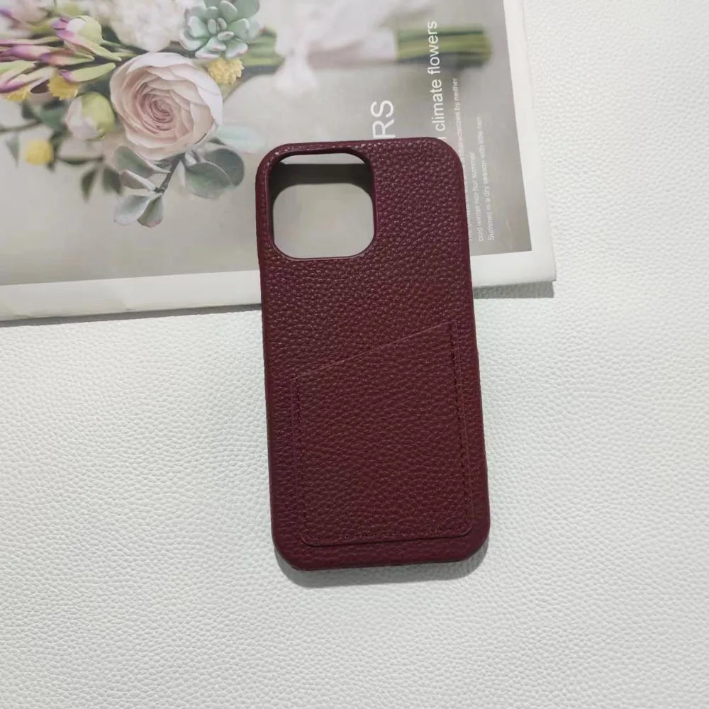 

New Lychee Pattern Suitable for iPhone 17 Plug-in Phone Case 16promax Simple 15pro Half Pack 14 13 Anti Drop Protection Cover