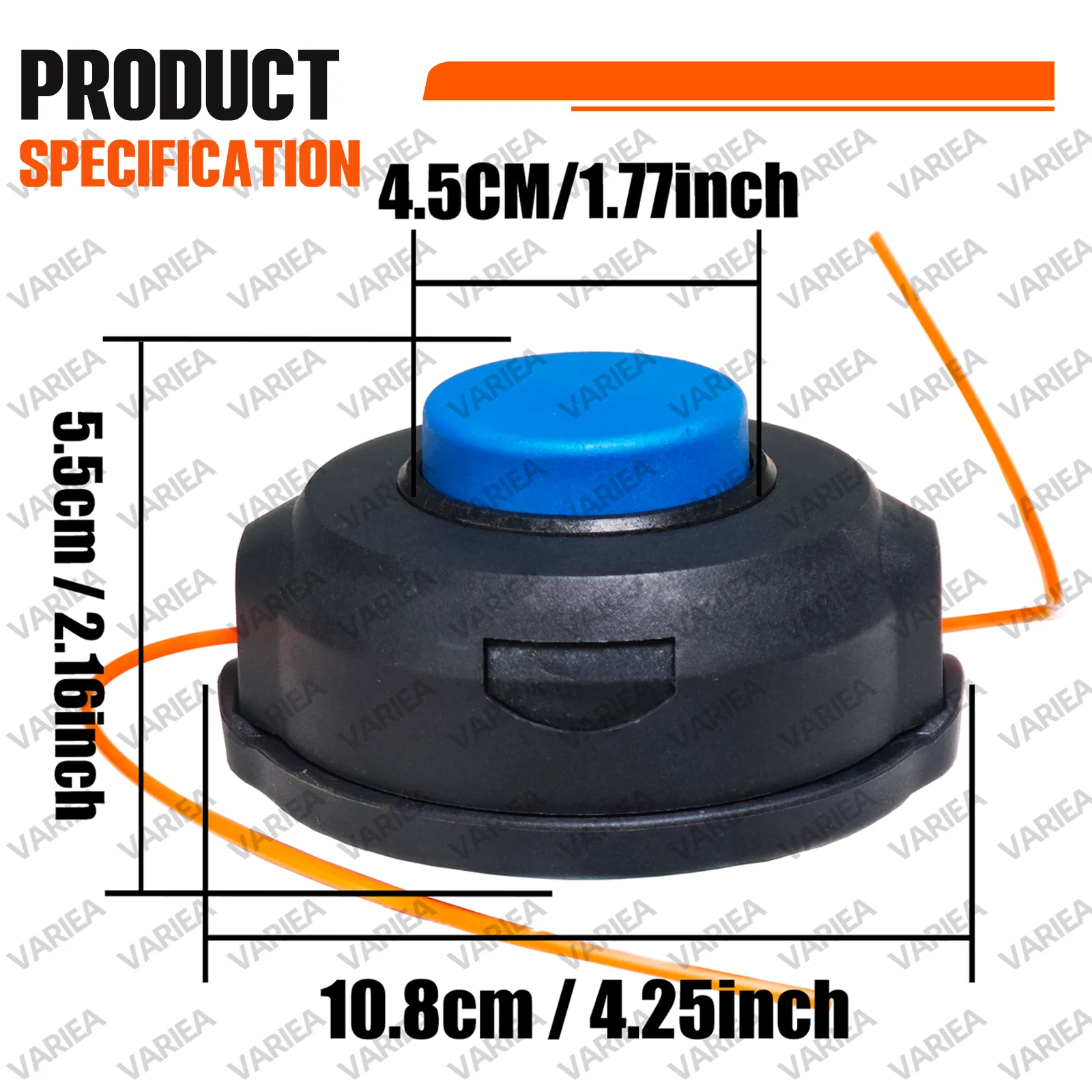 VARIEA-T25 universal replacement cutting head, suitable for lawn mowers and garden trimmers. This product features M10x1.25LHF