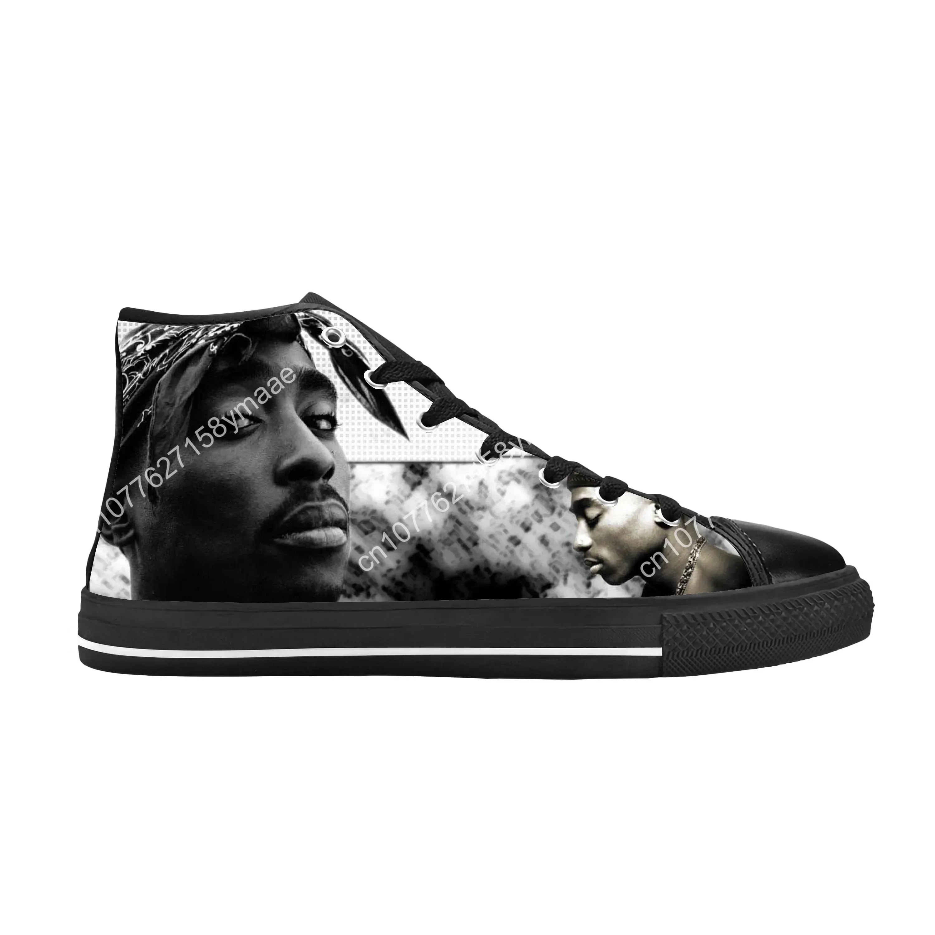 Tupac Hip Hop Rap Rapper 2pac Makaveli Music Rock Casual Cloth Shoes High Top Comfortable Breathable 3D Print Men Women Sneakers
