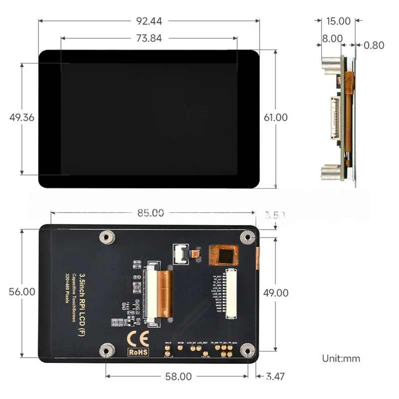 Écran tactile LCD pour Raspberry Pi, 3.5 pouces, 320x480, 60Fps, panneau IPS pour Raspberry Pi 5/Pico/Arduino/ESP32, nouveau