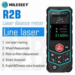 MiLESEEY R2B Laser Tape Measure 100M Bluetooth Laser distance meter with Built-in Wheel for Curved Measure, Laser Line Marking