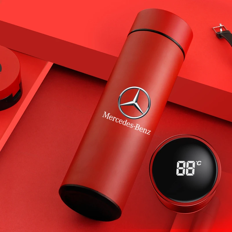 Stainless Steel thermos cup smart display vacuum Water Cup For Mercedes Benz S320 W164 W203 W204 W168 C180 E320 A200 CLA CLK CLS view 2