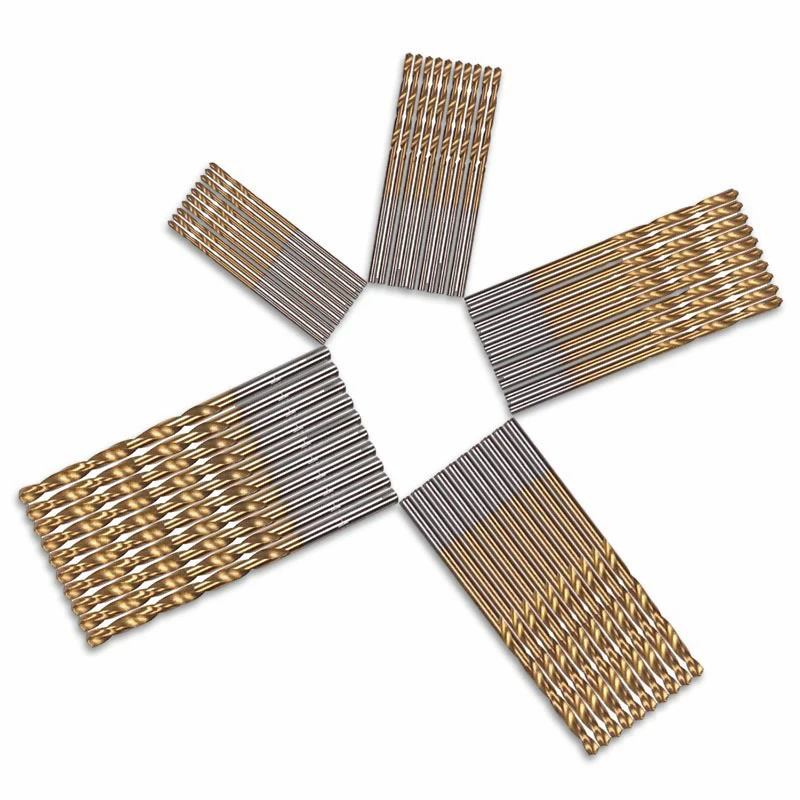 HSS Titanium Coated Drill Bits Set, High Speed, Steel, Power Tool for Woodworking, Plástico, Alumínio, 1mm, 1.5mm, 2mm, 2.5mm, 3mm, 50Pcs