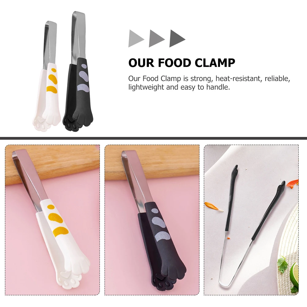 

2 Pcs Cat Claw Salad Tongs Outdoor Stainless Serving Clamp for Cooking Steel Food Clip Barbecue