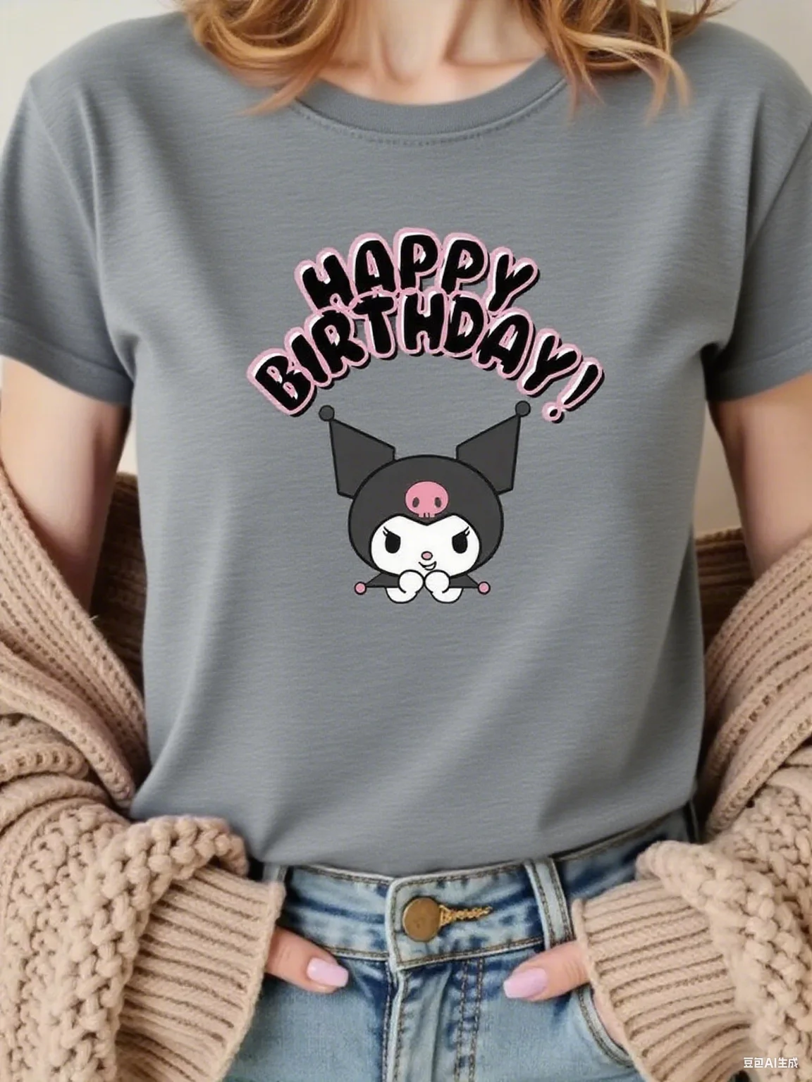 رائعتين Kuromi عيد ميلاد سعيد القطن تي شيرت متعة الكرتون طباعة المحملة لارتداء اليومي العلامة التجارية الشارع الشهير طباعة جديد وصول المحملة S-4XL