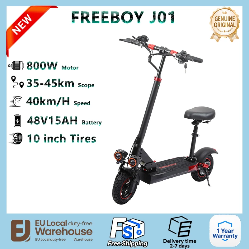 J01 Scooter elettrico 800W Motore 48V15AH Batteria con sedile E-Scooter Per adulti 10 Pneumatico City Commuter Scooter pieghevoli per tutti i terreni