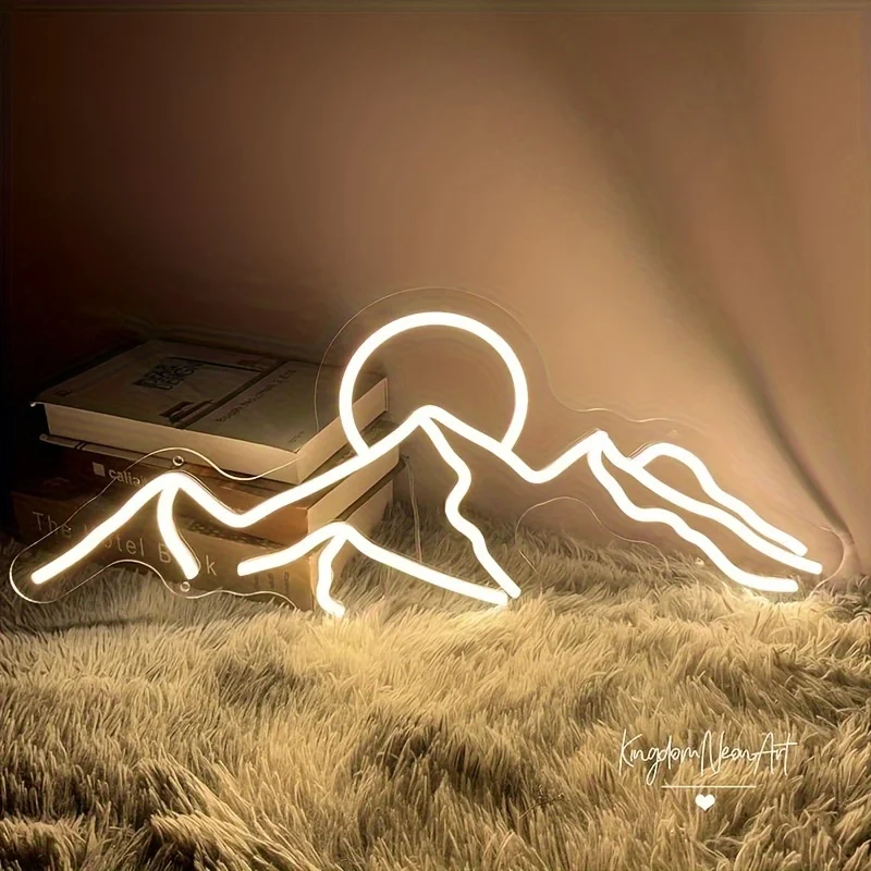 Mountain Neon Sign Light-Colorful Sunset LED Decoration with Switch Control-for Bedroom, Living Room, Hotel Wall Decoration
