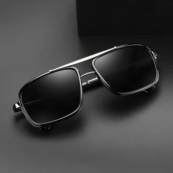 New Sunglasses Punk Sunglasses New Men's Square Uv400 Twin-beam Aviator Glasses 2024 Men Luxury Sun Glasses