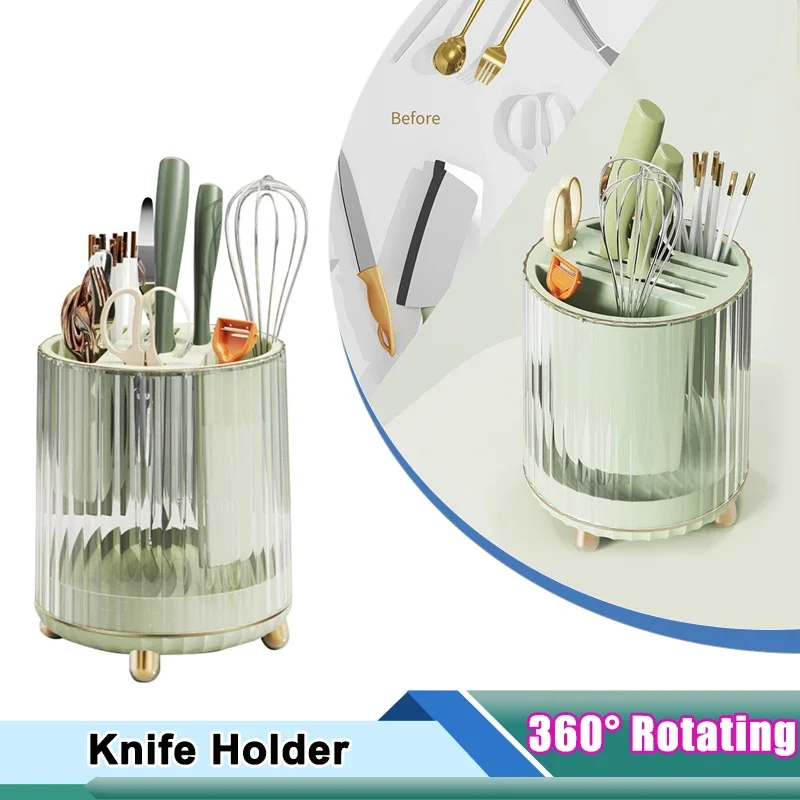 

360 °rotation Knife Holder Stand Multifunctional Kitchen Knives Stands for Cutlery Utensil Inserted Block Storage Tank