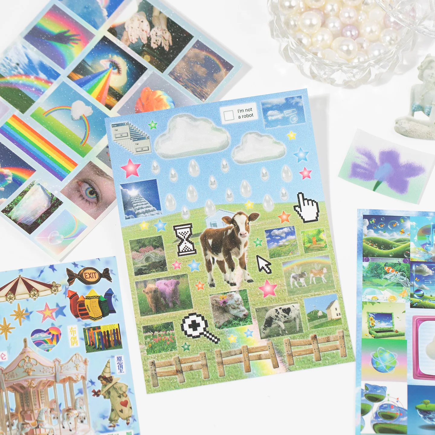 30sheets Dream Growth Series Kawaii Ins Die Cutting Sticker Book Creative Handbook Decoration DIY Scrapbook Material Aesthetics