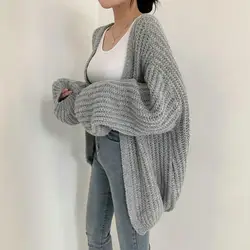 Soft Stretchy Sweater Jacket Cozy Knitted Sweater Coat Warm Batwing Cardigan for Women Loose Fit Long Sleeve Open Front