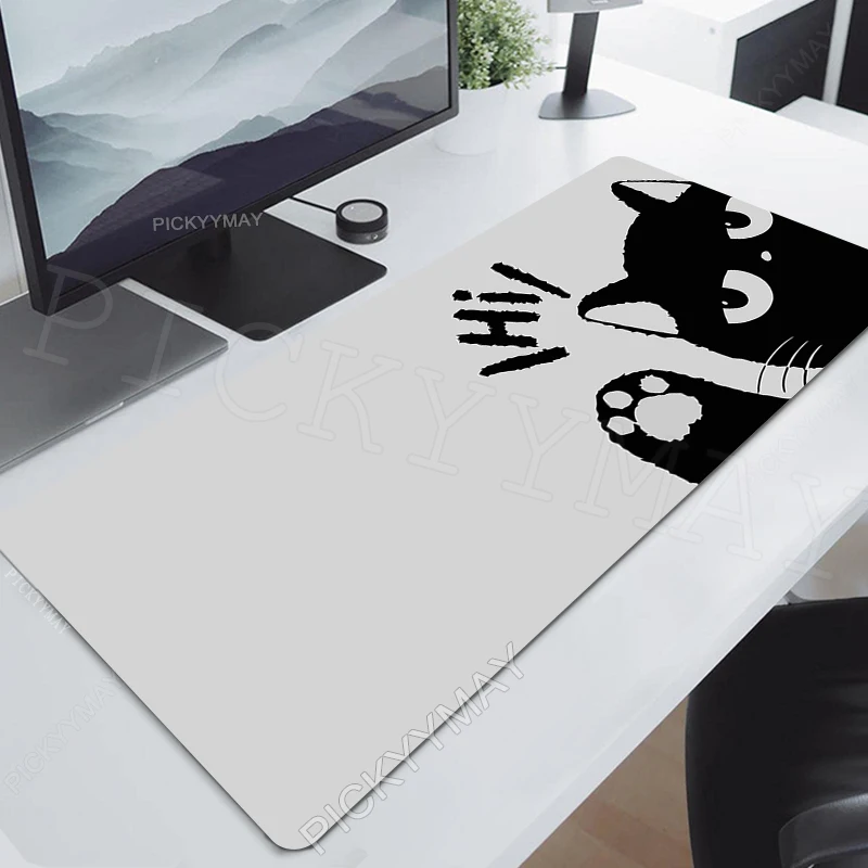 

Large Gaming Mousepads Black Cat Mouse Pad Computer Mousepad Mouse Mat 90x40cm Desk Pads For PC Keyboard Mats Table Rug