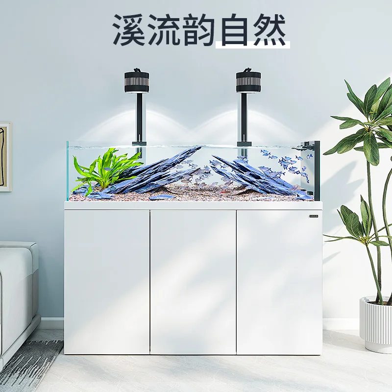 25 new original ecological stream tank, pebble landscaping, living room ultra-white glass bottom filter fish tank
