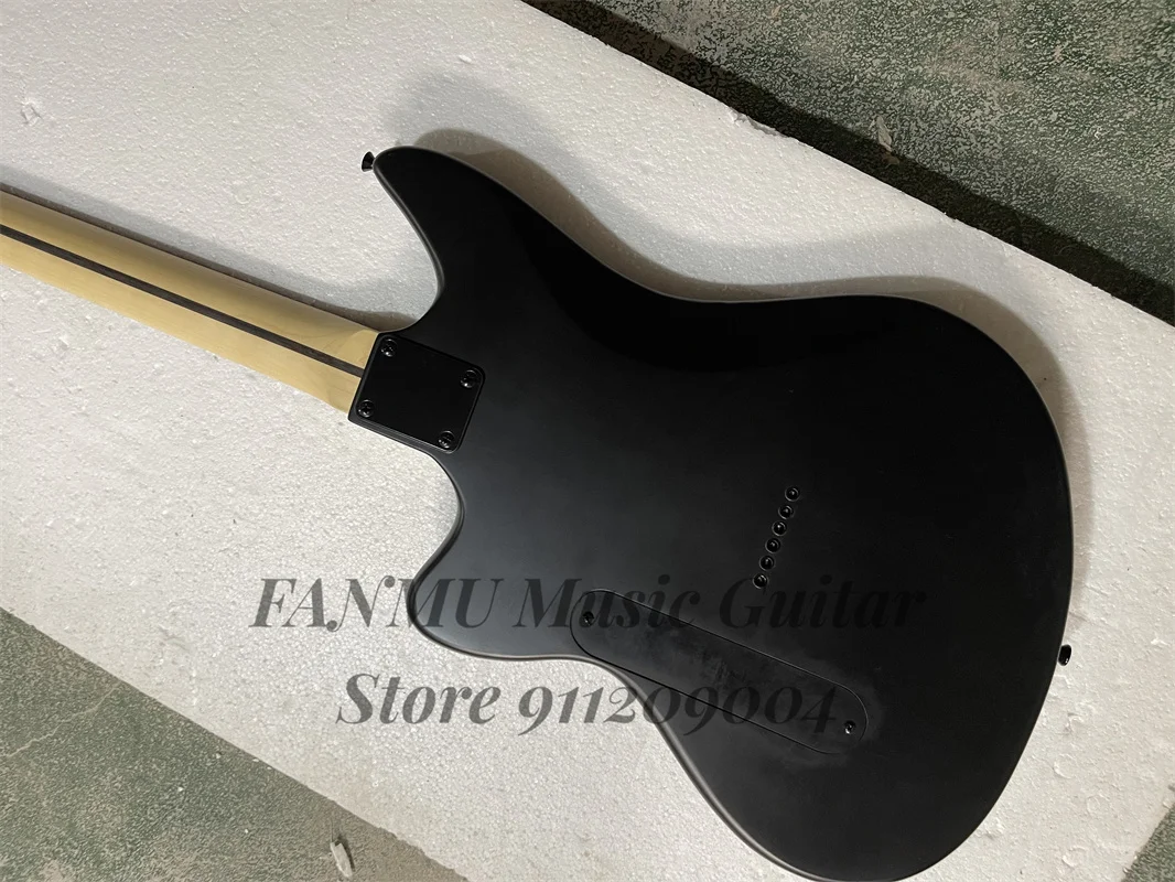 Matte Black Electric Guitar Jag Basswood Body Maple Neck Rosewood Fingerboard 22 Frets  Locked Tuners Fixed Bridge Colse Pickups