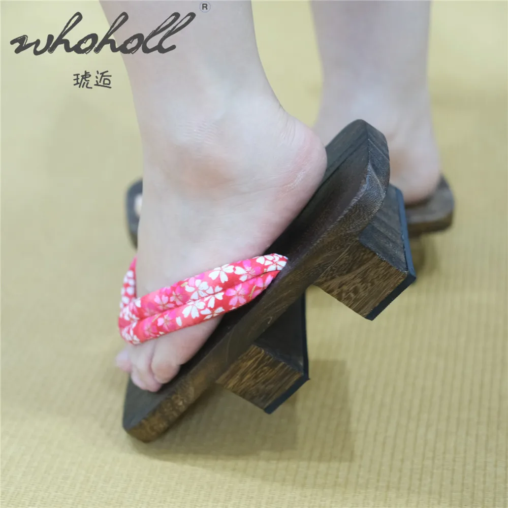 Genshin Impact Women Cos Geta Japanese Wood Clogs Shoes Summer Thick Sole Flat Slippers Women Flip Flops Slippers Cosplay Shoes 3