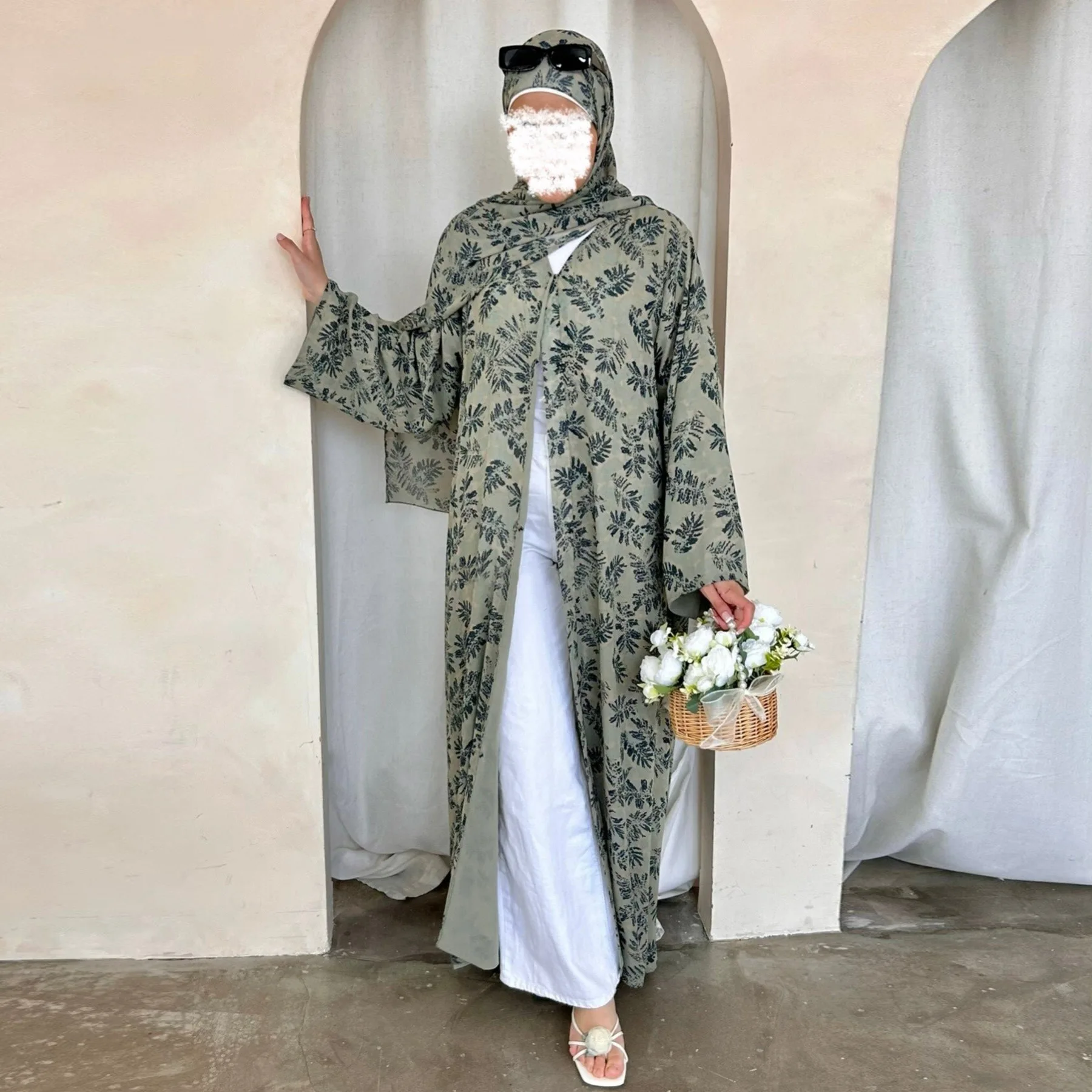 Eid 2-lagiger Chiffon-Abaya-Kimono, Dubai, islamische Kleidung, muslimisches Hijab-Kleid, Abayas für Frauen, afrikanische Kleider, Kaftan-Robe, Ramadan