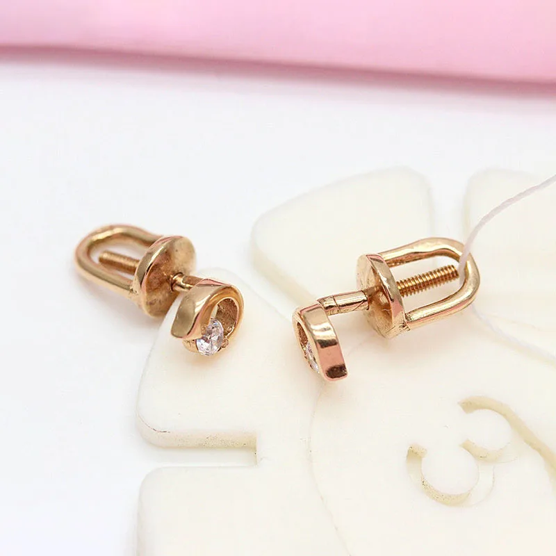 الجديد في 585 أقراط القمر الذهبية الأرجوانية مطلية بمسامير كلاسيكية من الذهب الوردي عيار 14 قيراط أقراط بسيطة للنساء مجوهرات الحفلات