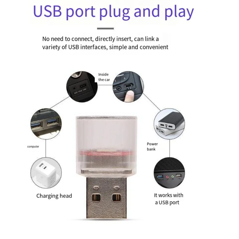 سيارة صغيرة USB LED المحيطة ضوء الزخرفية جو مصابيح للبيئة الداخلية السيارات الكمبيوتر الكمبيوتر المحمولة ضوء التوصيل اللعب
