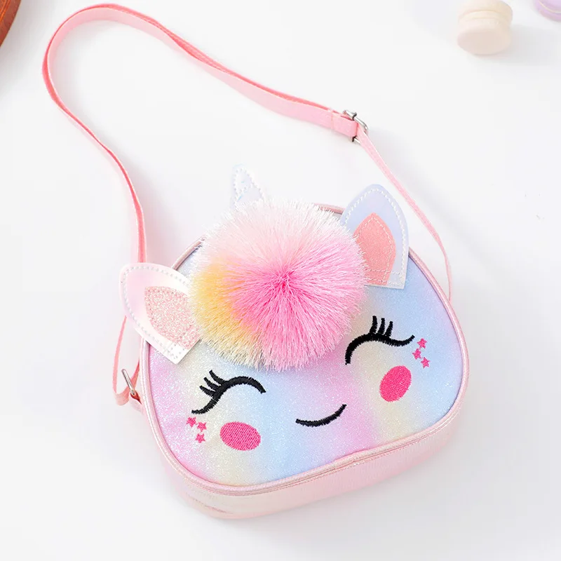 

Детские сумки на плечо из искусственной кожи с милым рисунком, легкая портативная сумка через плечо для маленьких девочек, красочный плюшевый мяч, детский кошелек для монет, клатч