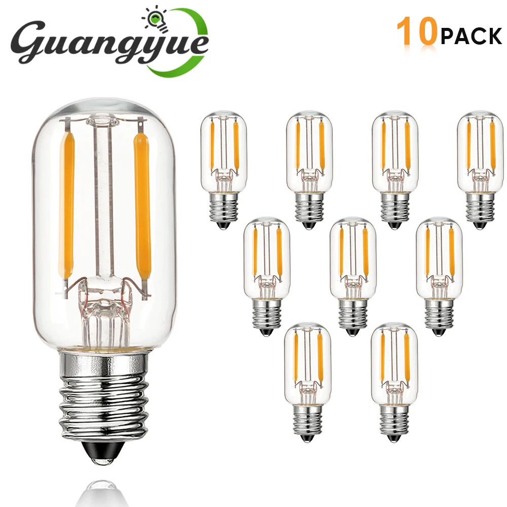 

Tubular Filament Bulb T20 E14 E12 Retro Edison LED Bulbs 1W 220V Fridge Light 2200K 2700K 4500K 6000K Chandelier Replace Lamps