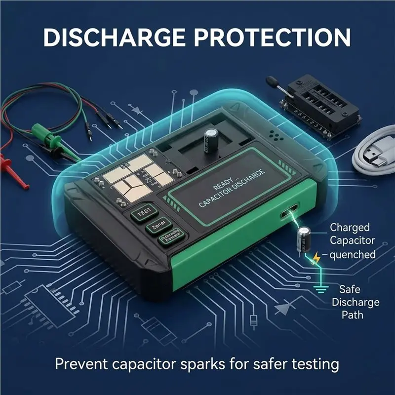 HGHO LCD Digital Multimeter Transistor Tester MOS Field-Effect Triode Capacitor Resistance Electronic Component Testing Meter